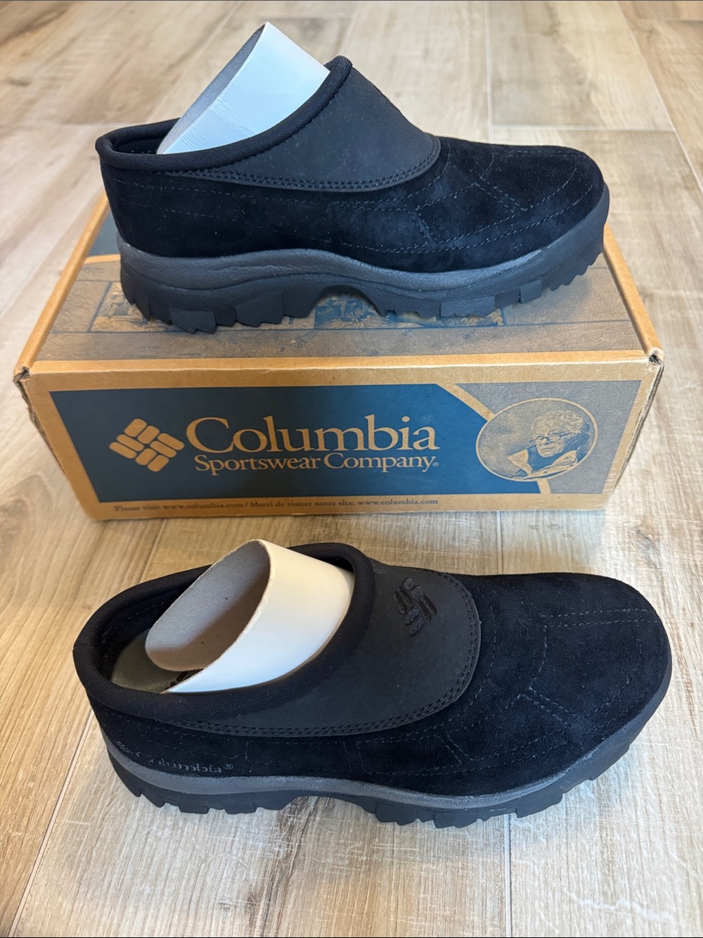 Columbia Black Suede Slip-On Women's Clog Mule
